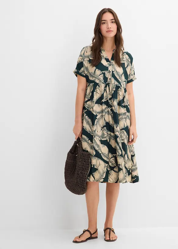 Midikjole i viskose med pent fall og kaftanstil, bonprix