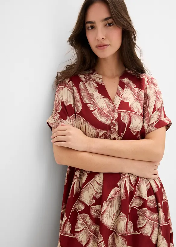 Midikjole i viskose med pent fall og kaftanstil, bonprix