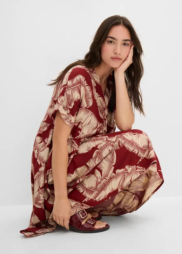 Midikjole i viskose med pent fall og kaftanstil, bonprix