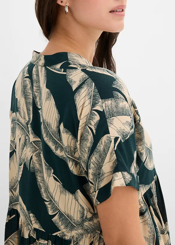 Midikjole i viskose med pent fall og kaftanstil, bonprix