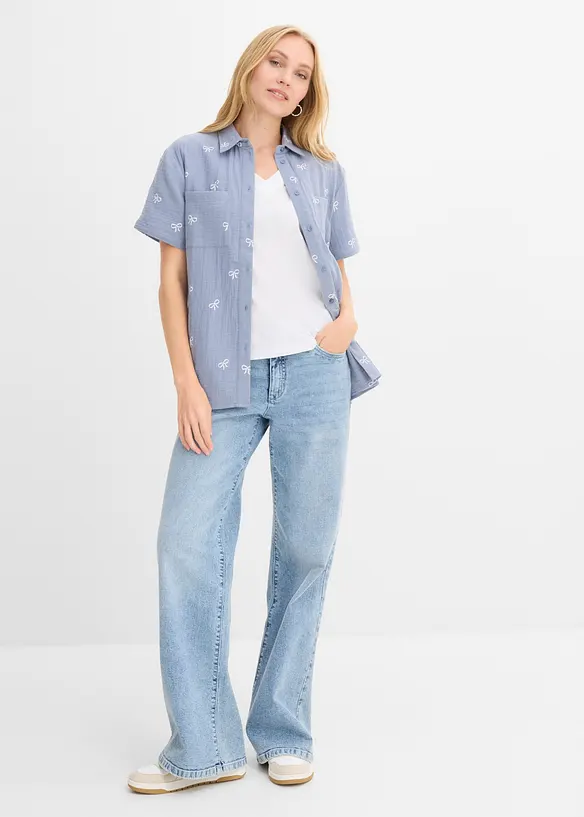 Kortermet bluse av musselin, bonprix