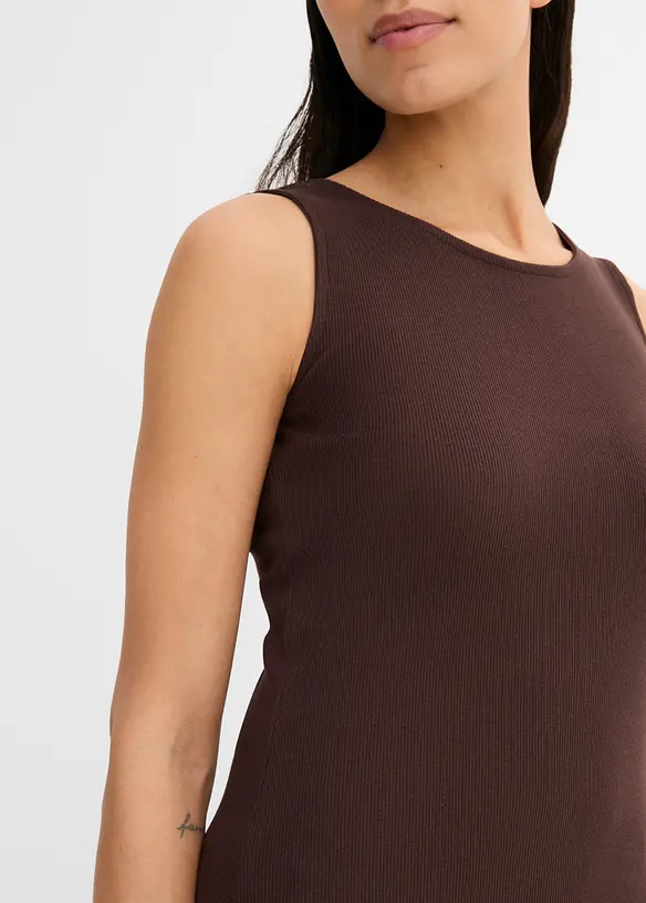 Ribbet topp i 100% &oslash;kologisk bomull (2-pack), bonprix