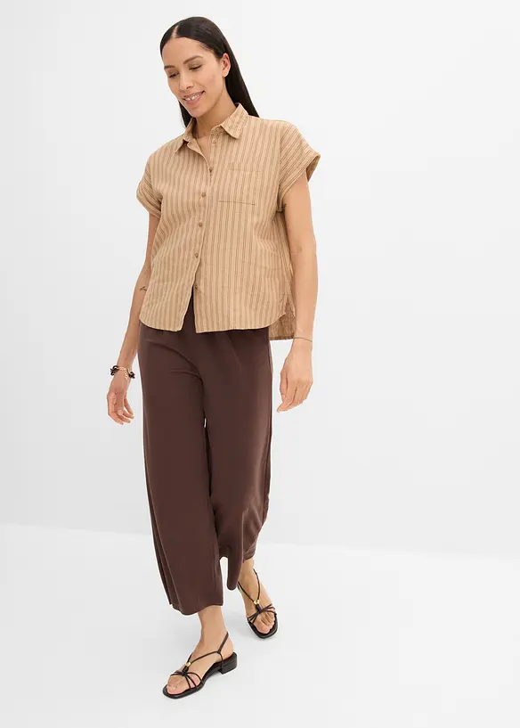 Kortermet bluse i linmiks, bonprix