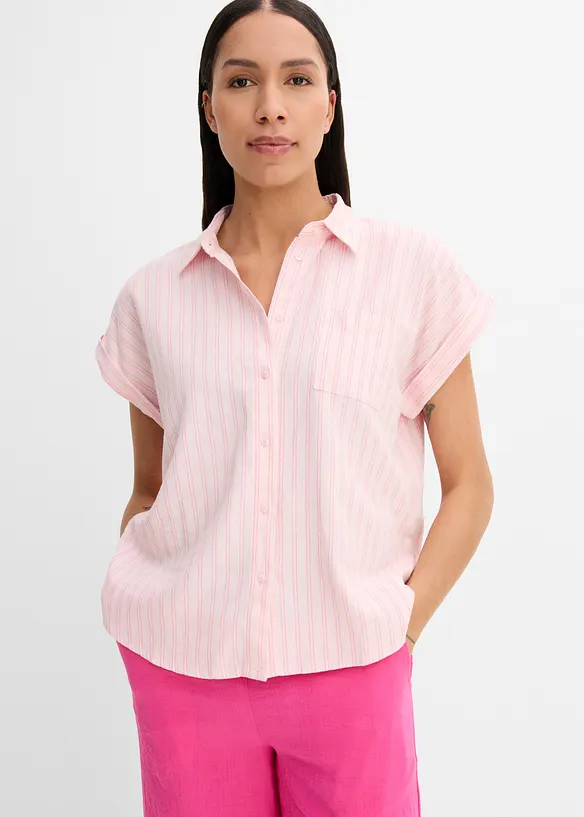 Kortermet bluse i linmiks, bonprix