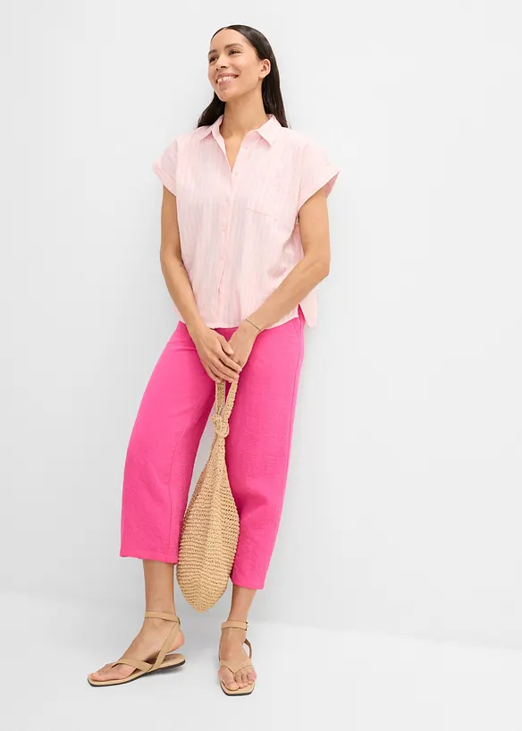 Kortermet bluse i linmiks, bonprix