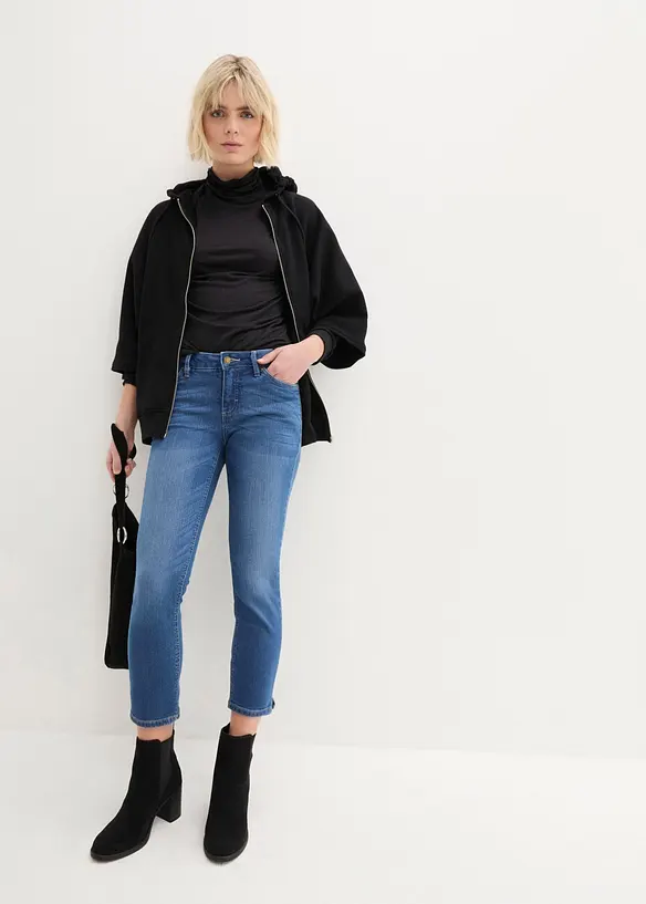 7/8-lang jeans med stretch og splitt, bonprix