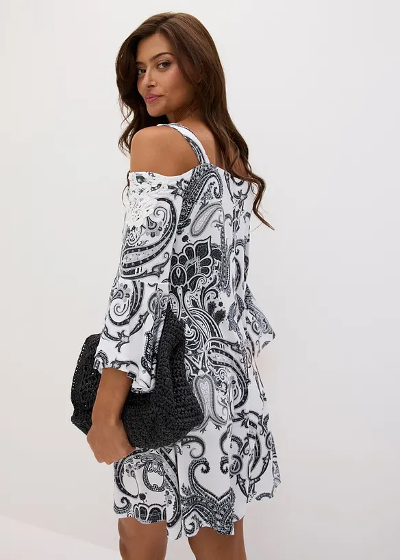 Off shoulder-kjole i utskr&aring;dd modell, bonprix