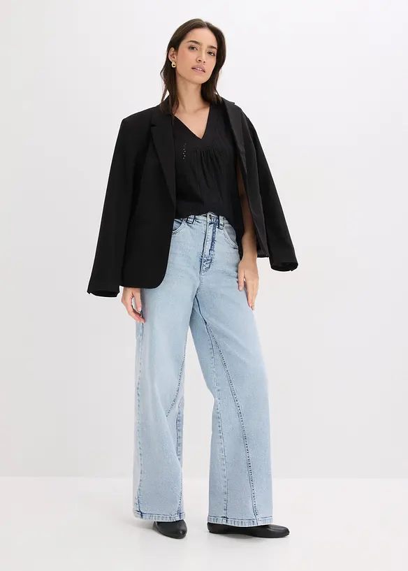 Topp med hullbroderi, bonprix