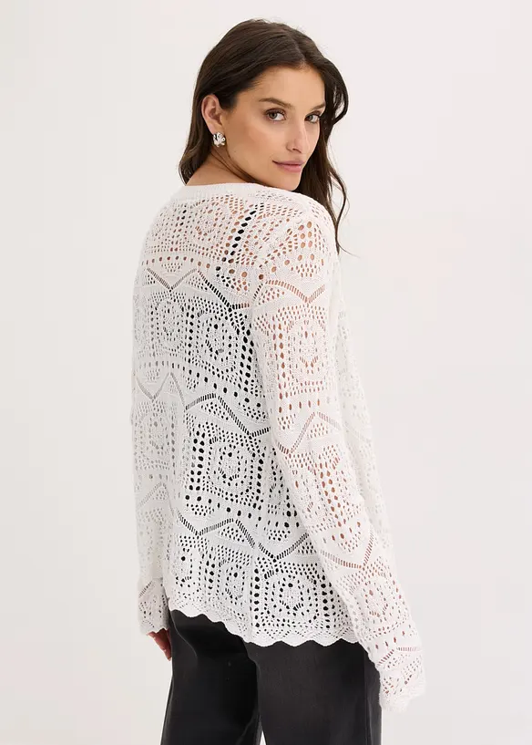 Cardigan med hullm&oslash;nster, bonprix