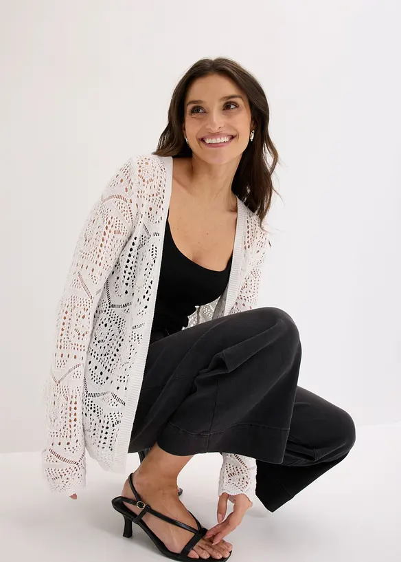 Cardigan med hullm&oslash;nster, bonprix