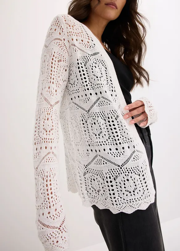 Cardigan med hullm&oslash;nster, bonprix