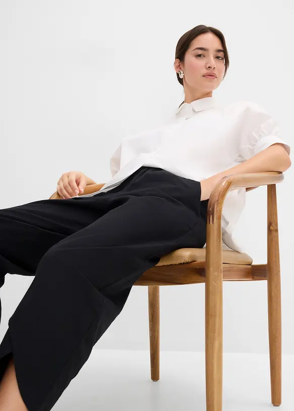 Ankellang bukse i lett linmiks, bonprix