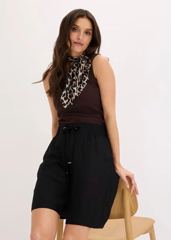 Bermudashorts i viskose med knytebelte, bonprix