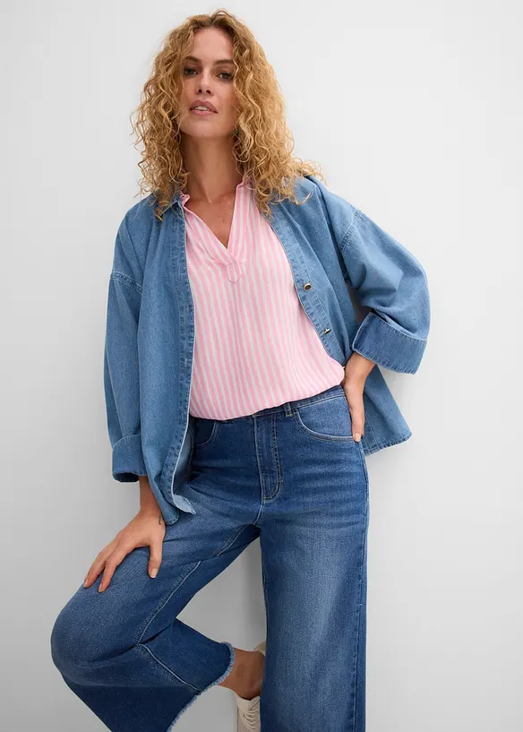 Kortermet bluse i lett viskose, bonprix
