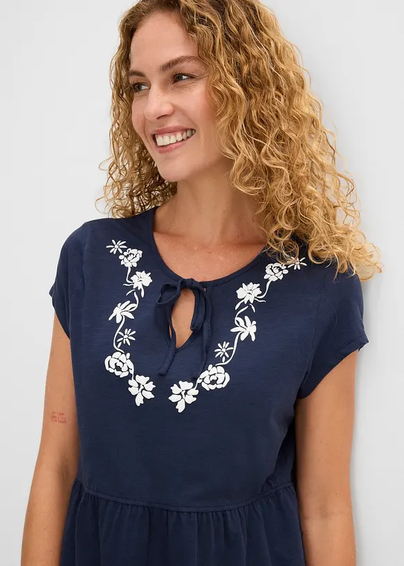 Tunikakjole i bomull, kort erme, bonprix