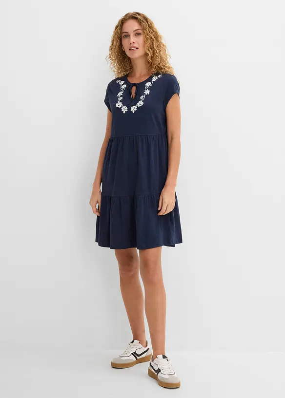 Tunikakjole i bomull, kort erme, bonprix