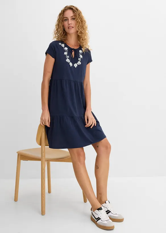 Tunikakjole i bomull, kort erme, bonprix