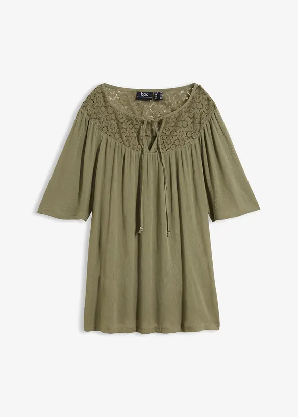 Lang, crinkle tunika, kortermet, bonprix
