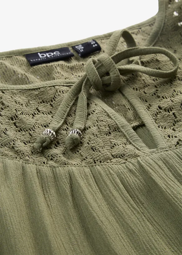Lang, crinkle tunika, kortermet, bonprix