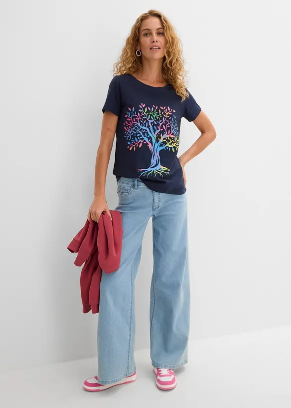 T-skjorte med print, av &oslash;kologisk bomull, bonprix