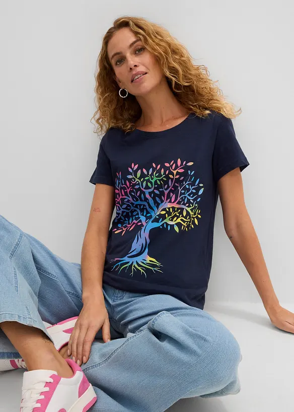 T-skjorte med print, av &oslash;kologisk bomull, bonprix