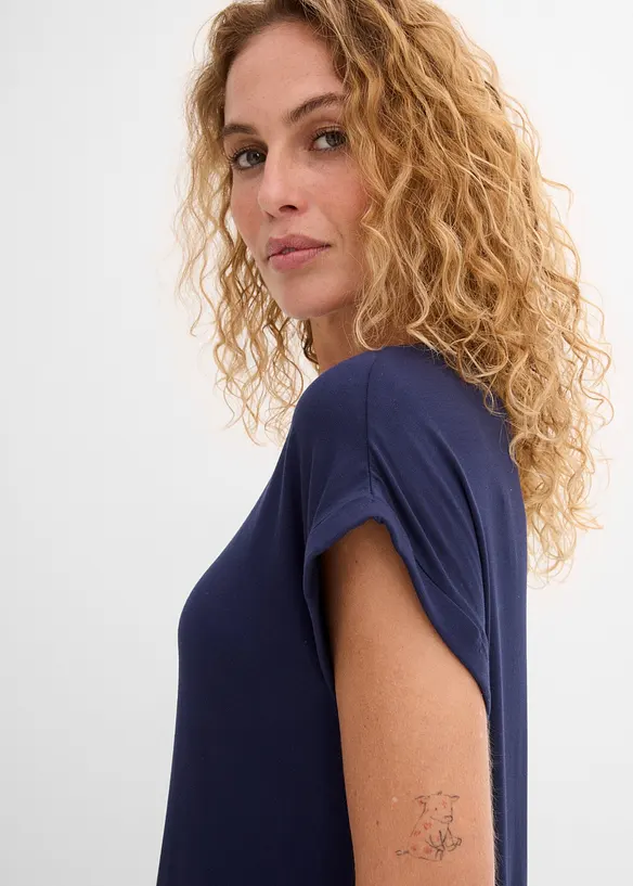 Jerseykjole med broderi i viskose med elastan, bonprix