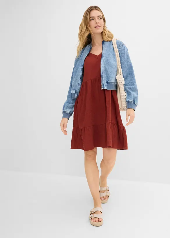 Oversized kjole i bomullsmusselin, bonprix