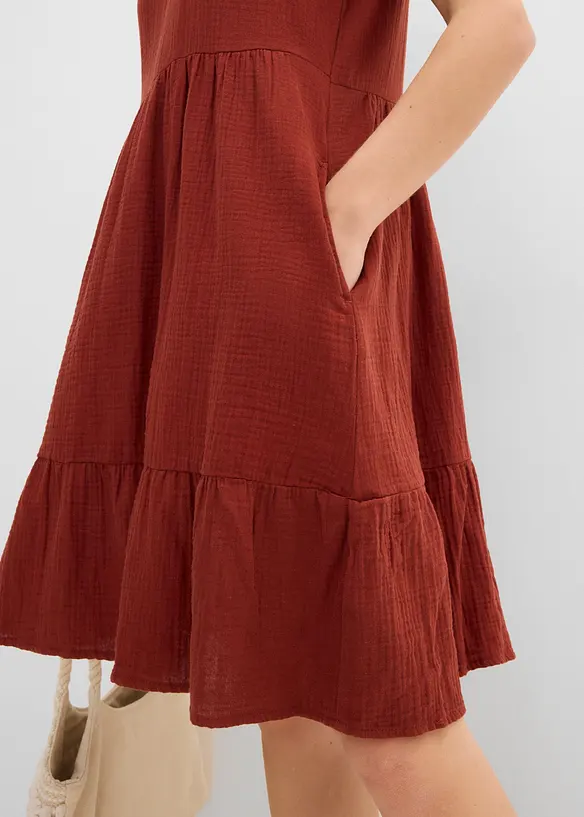 Oversized kjole i bomullsmusselin, bonprix