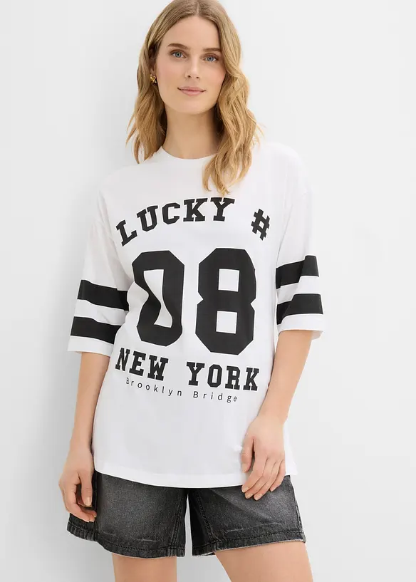 Oversized topp i 100% &oslash;kologisk bomull, bonprix