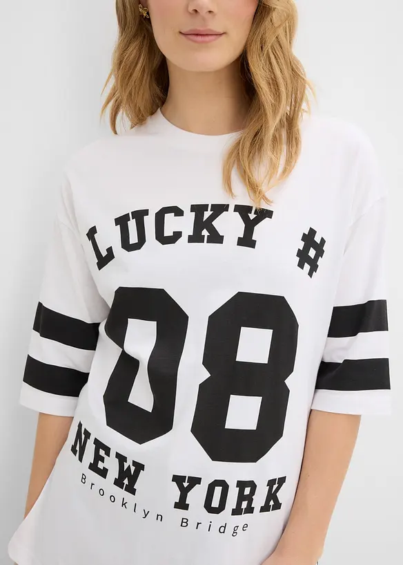 Oversized topp i 100% &oslash;kologisk bomull, bonprix