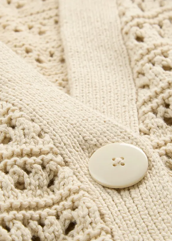 Cardigan  i ren bomull med hullm&oslash;nster, bonprix