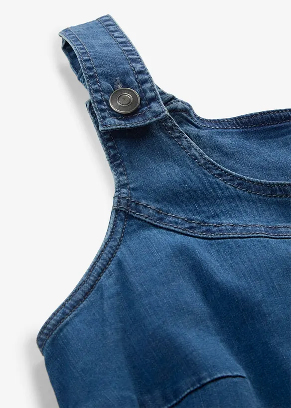 Knelang kjole i bomullsdenim med seler, bonprix
