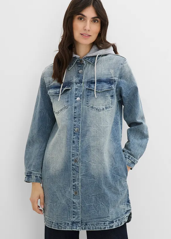 Denimjakke med hette, bonprix