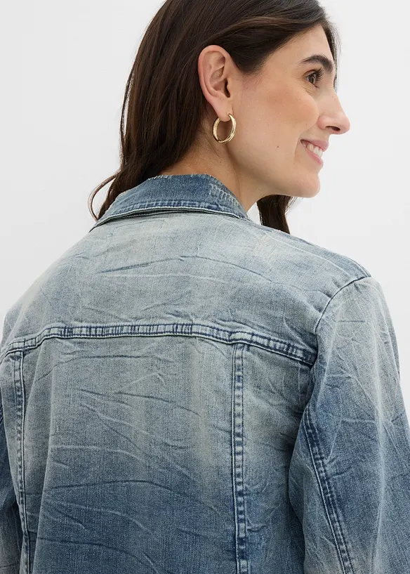 Denimjakke med hette, bonprix