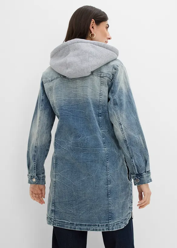 Denimjakke med hette, bonprix