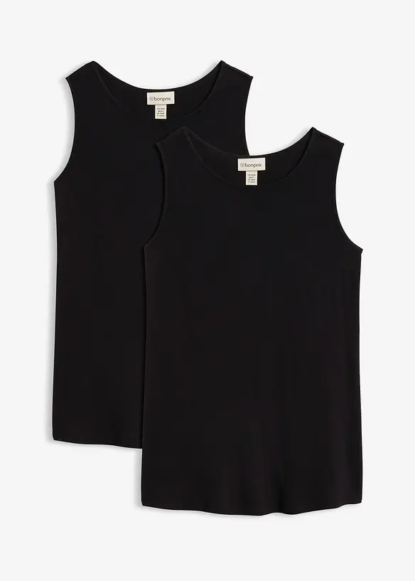 Lang topp av myk viskose, 2-pack, bonprix