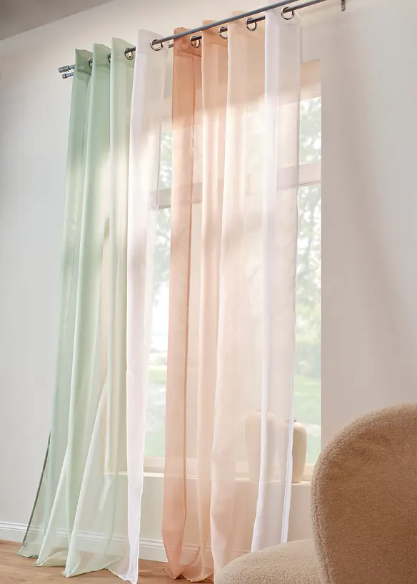 Gardiner i lett voile, f&aring;s ogs&aring; i ekstra lang (2-pack), bonprix