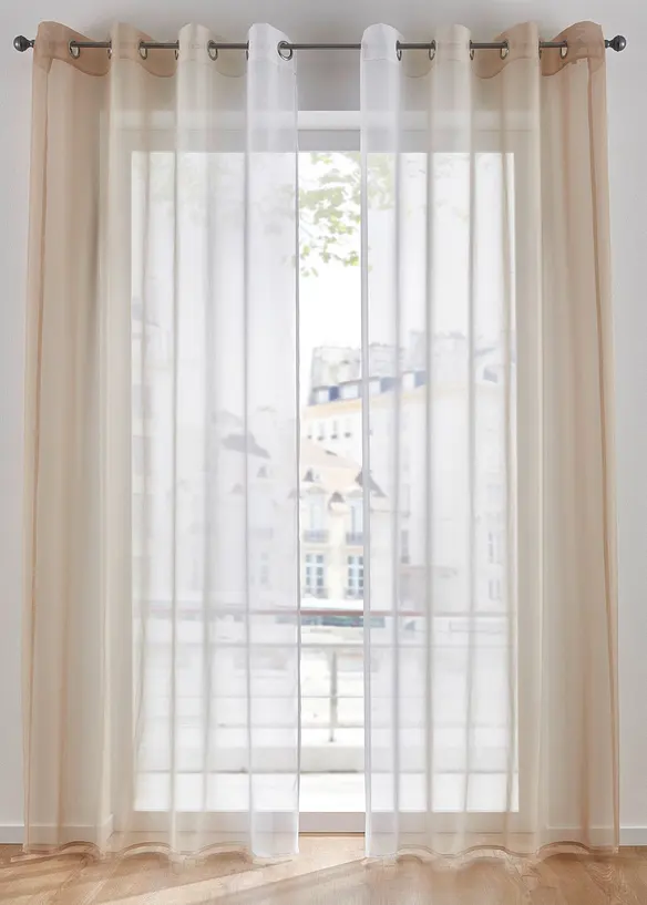 Gardiner i lett voile, f&aring;s ogs&aring; i ekstra lang (2-pack), bonprix
