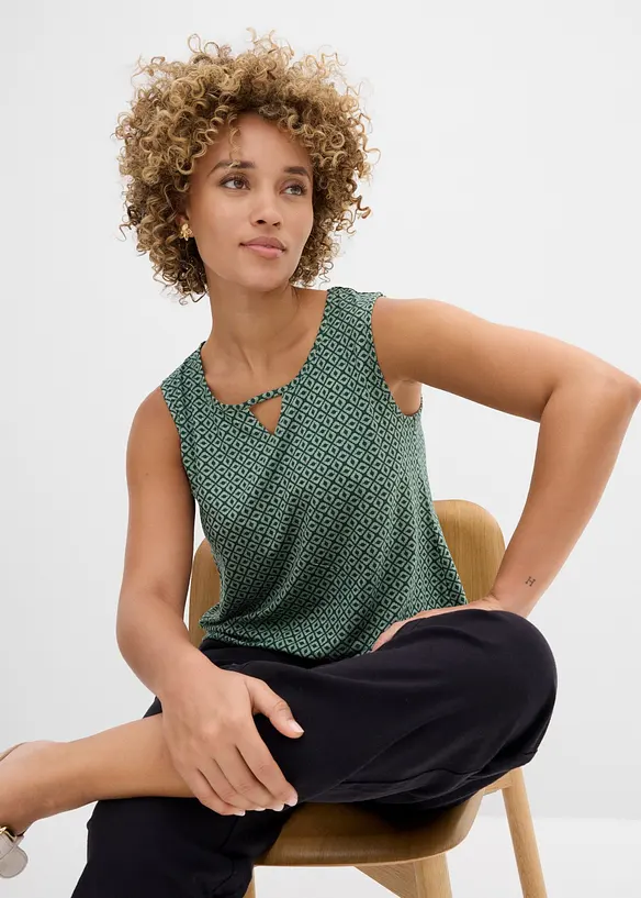 Topp med strikk i falden, bonprix