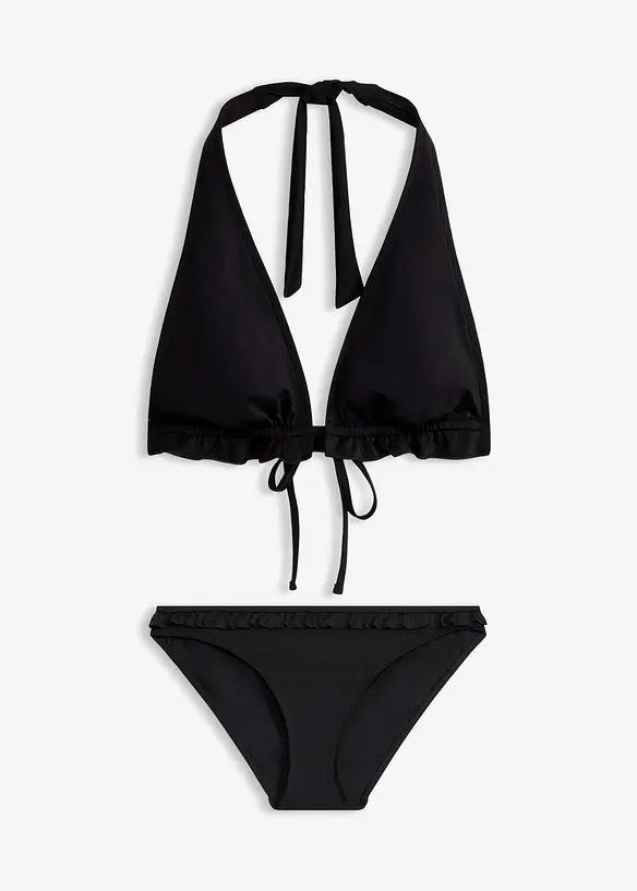 Halterneck-bikini med rysjer (2-delt sett), bonprix