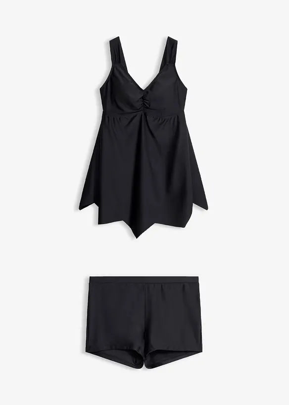 Lang tankini  med sikksakkfald (2-delt sett), bonprix