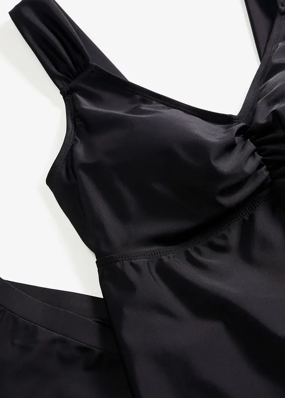 Lang tankini  med sikksakkfald (2-delt sett), bonprix