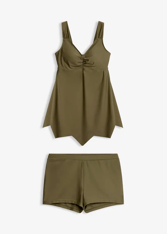 Lang tankini  med sikksakkfald (2-delt sett), bonprix