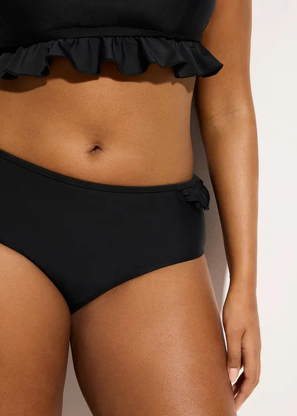 High Waist bikinitruse med rysjer, hurtigt&oslash;rkende, bonprix