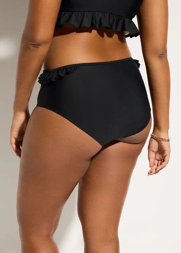 High Waist bikinitruse med rysjer, hurtigt&oslash;rkende, bonprix