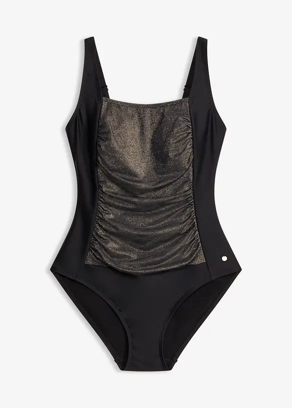 Medium shape-badedrakt med glansfull innfelling, bonprix