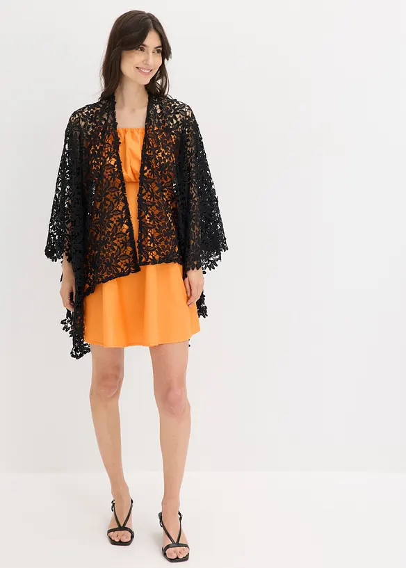Poncho med blonder i heklet stil, bonprix