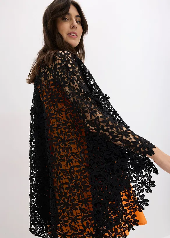 Poncho med blonder i heklet stil, bonprix