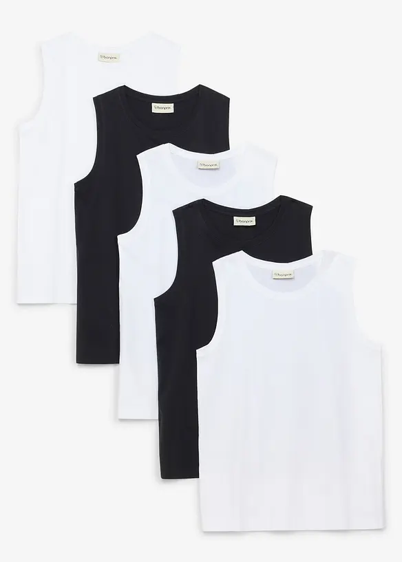 Singlet med &oslash;kologisk bomull (5-pack), bonprix