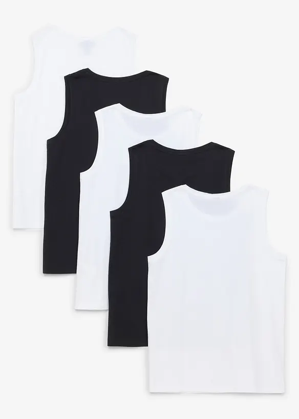 Singlet med &oslash;kologisk bomull (5-pack), bonprix